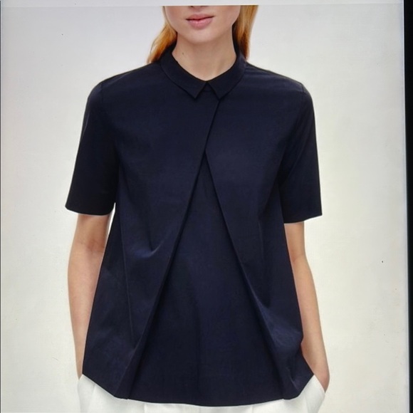 COS Pleated Front Collared A-Line Top 6 - Picture 1 of 8